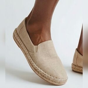 Women's Cream Linen-look Espadrille Slip-On Shoes